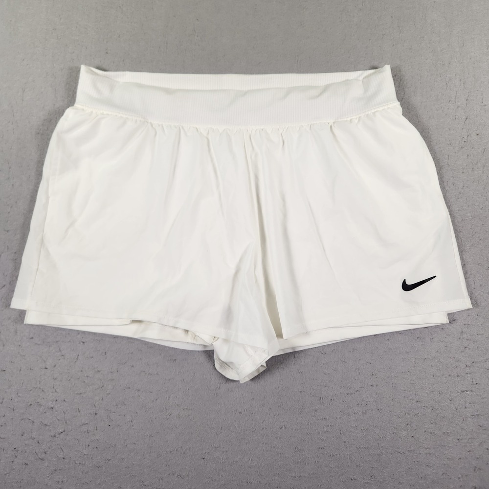 Nike Court Victory Flex Women's Tennis Shorts White Dri-FIT Size Large XL NWT